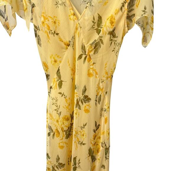 Abercrombie & Fitch Yellow Floral Maxi Dress Medium - Picture 7 of 13